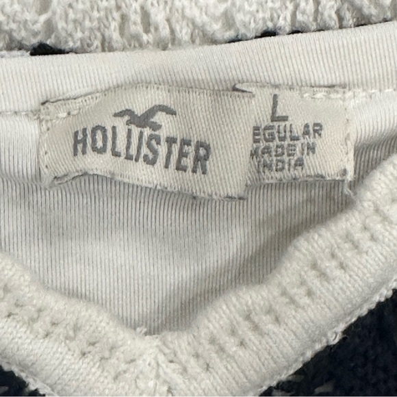 Hollister Navy and White Chevron Stripe Crochet Knit Maxi Tank Dress‎ Size Large - Picture 8 of 9